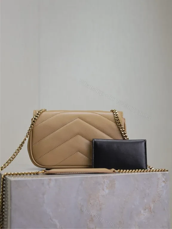 View 4 of Chic Camel Leather Flap Bag with YSL-Hardware Luxury