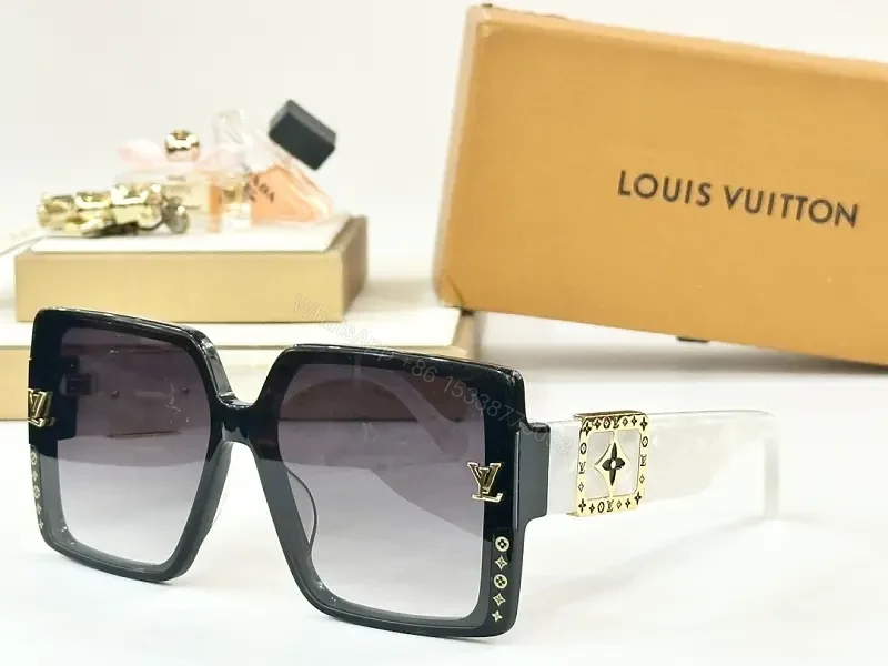 Oversized Luxe Frame Sunglasses with LV Accents and Gold Plate — view 1