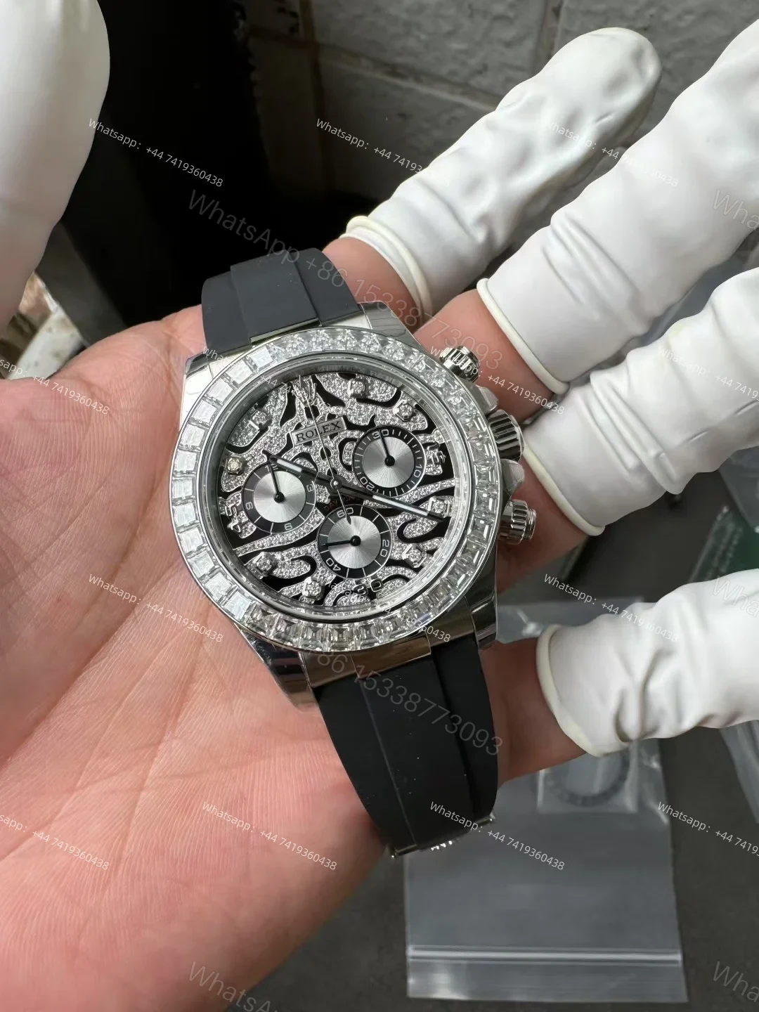View 5 of Rolex Daytona 116589TBR 1:1 Replica – 18K Platinum-Plated Eye of the Tiger Diamond Dial Super Clone 4130