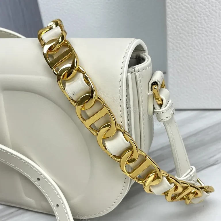 View 6 of Minimalist Dior Soft-Curve Bag: White Leather, Gold Hardware, Luxe Compact Crossbody
