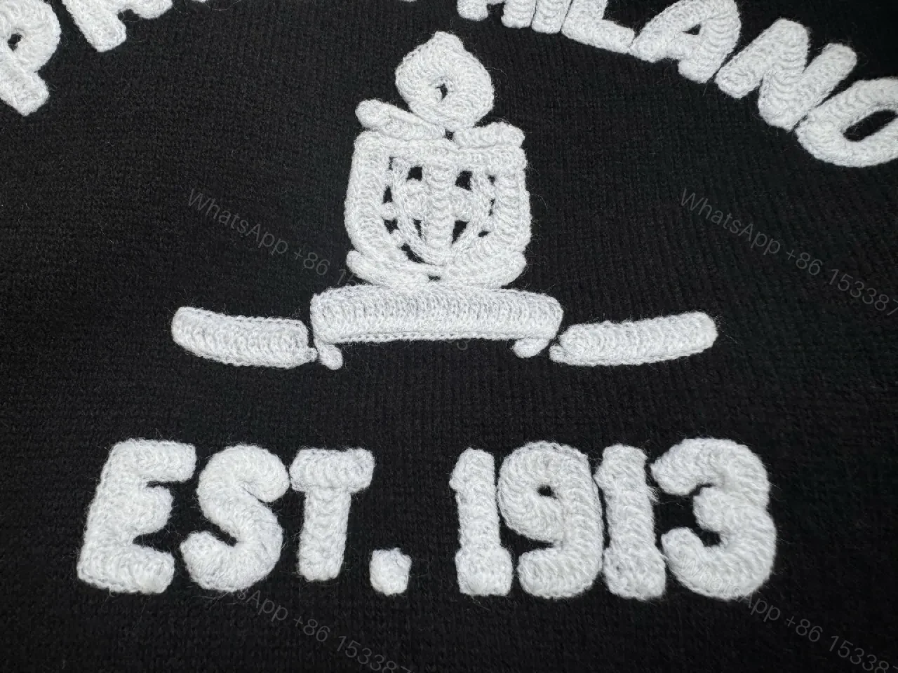View 8 of Black Wool-Blend Knit Sweater Crest Embroidery Version