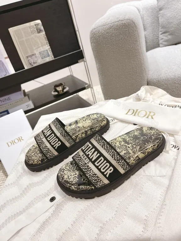 View 3 of Chic Dior-Inspired Slides: Luxe, Comfortable, Branded Footwear