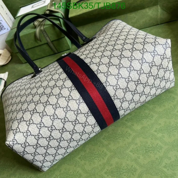 View 23 of Gucci Beige and Blue Medium Tote Bag in GG Supreme Canvas HB685