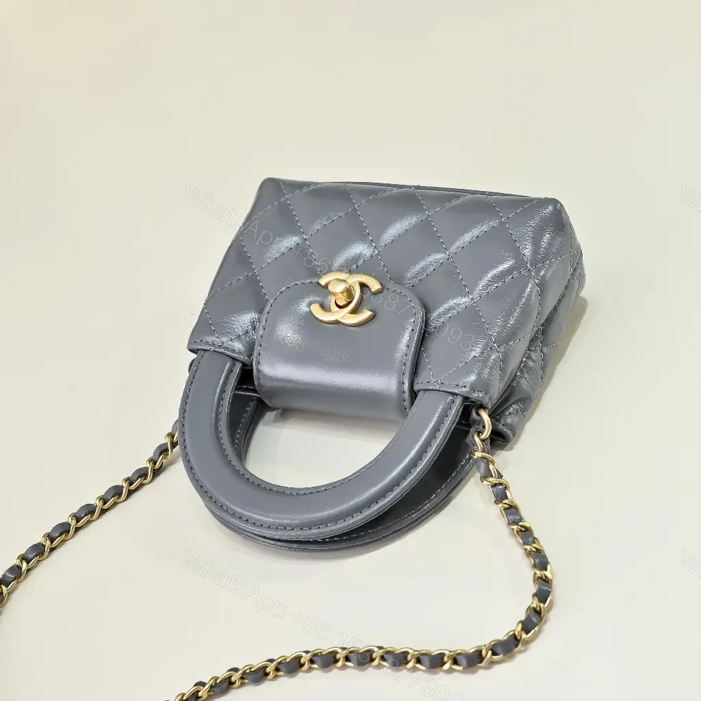 View 6 of Quilted Leather Mini Bag with Gold Turn-Lock, Compact Style