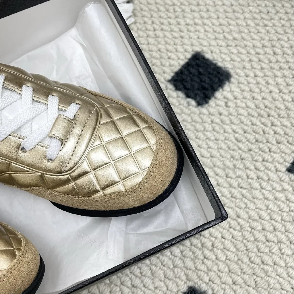 View 6 of Gold Quilted Metallic Sneaker | Luxe Texture, Everyday Comfort