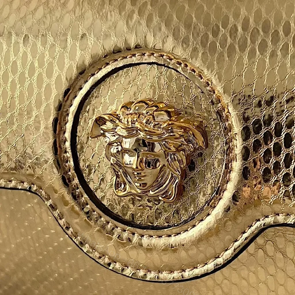 View 6 of Gold Snakeskin Mini Bag with Gourmet Handle