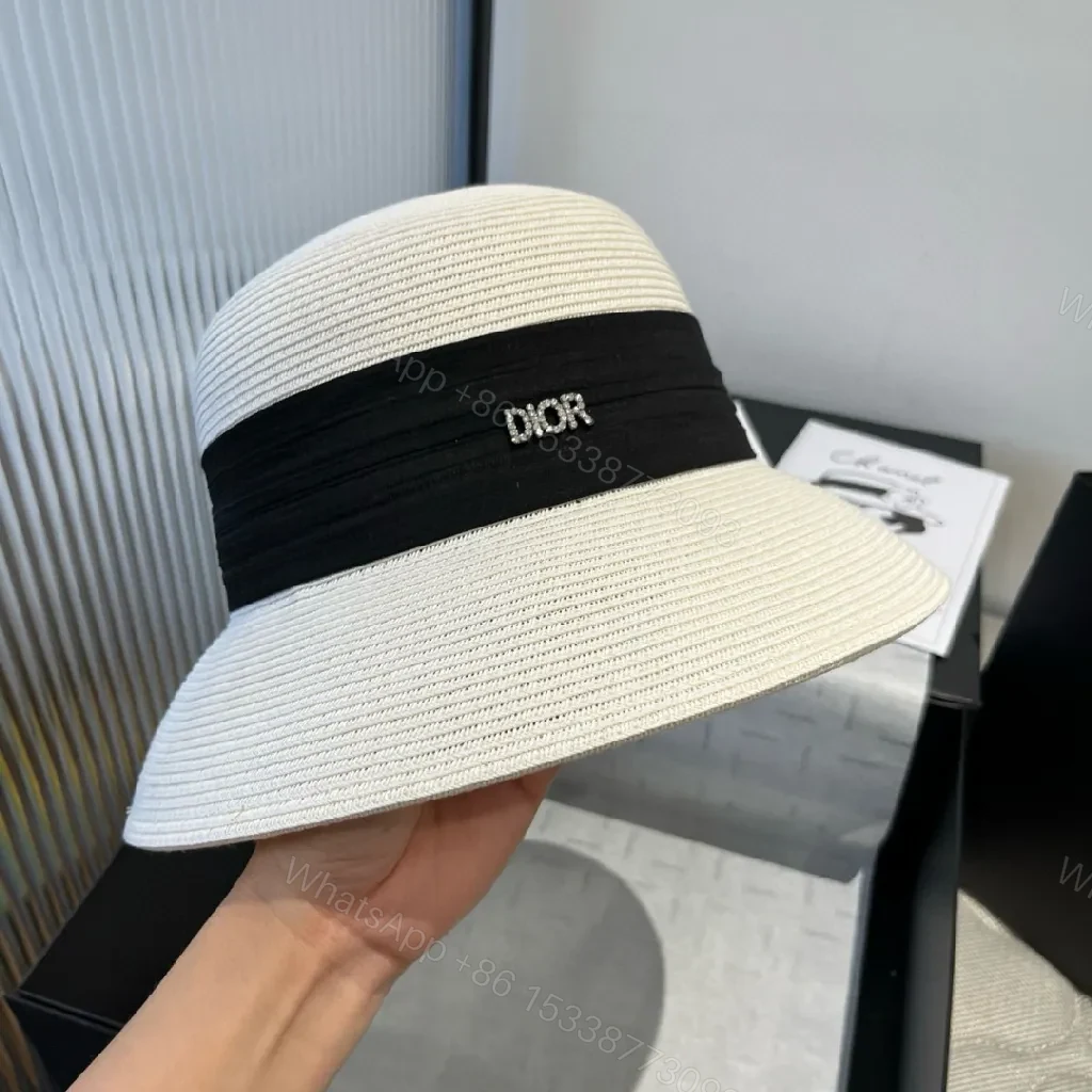 View 2 of White Straw Hat Black Band Ultra-Luxe Sun Artistry