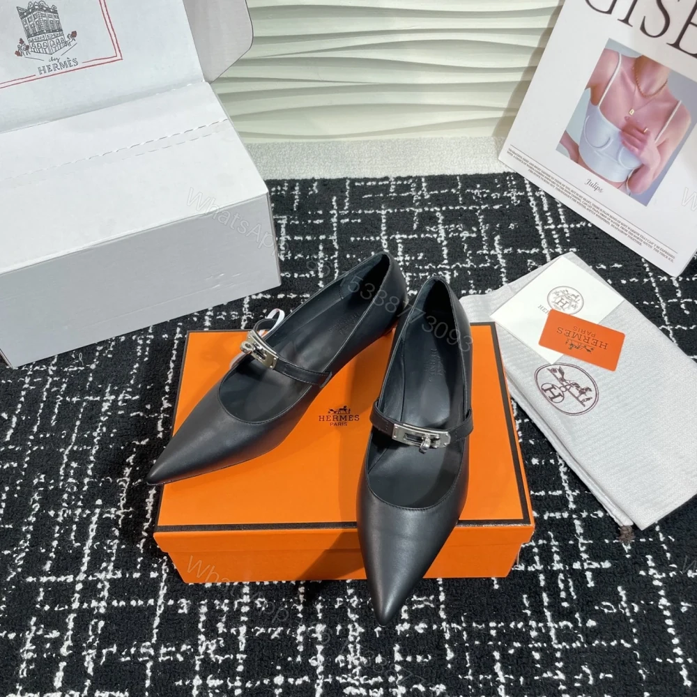 View 5 of 高仿Hermes*Kelly系列H251007Z02小牛皮高踭鞋黑色4CM免檢版
