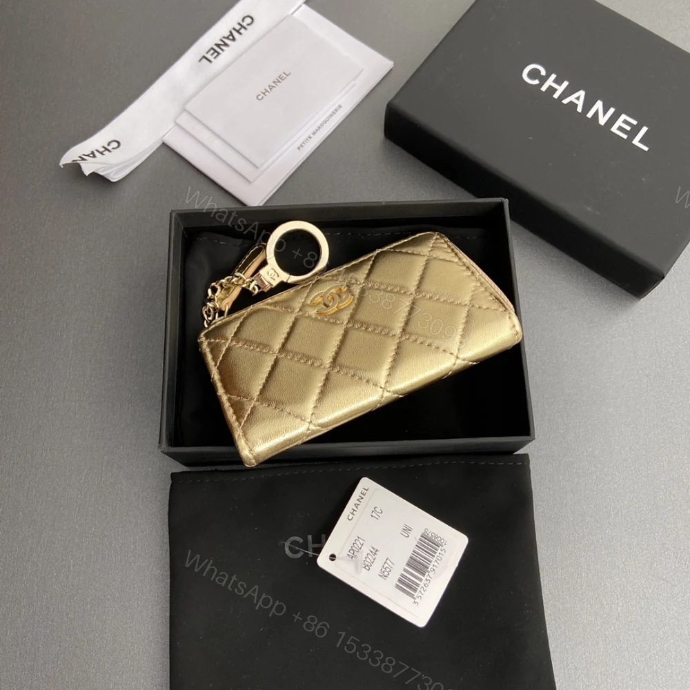 View 4 of 高仿Chanel*AP0224零錢包金色小羊皮金扣免檢版