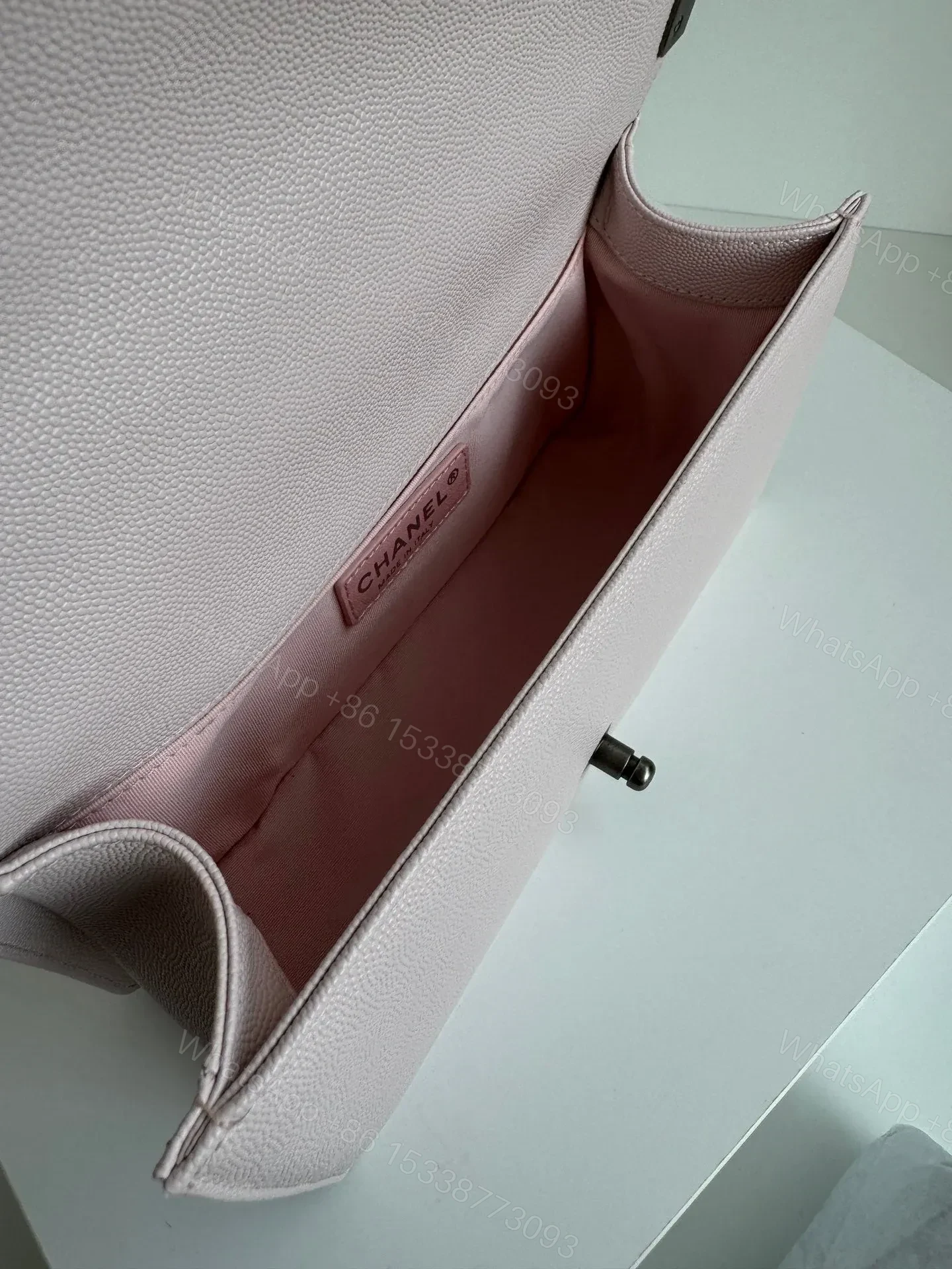 View 3 of CHANEL BOY BAG MEDIUM 25 IN PINK CALFSKIN