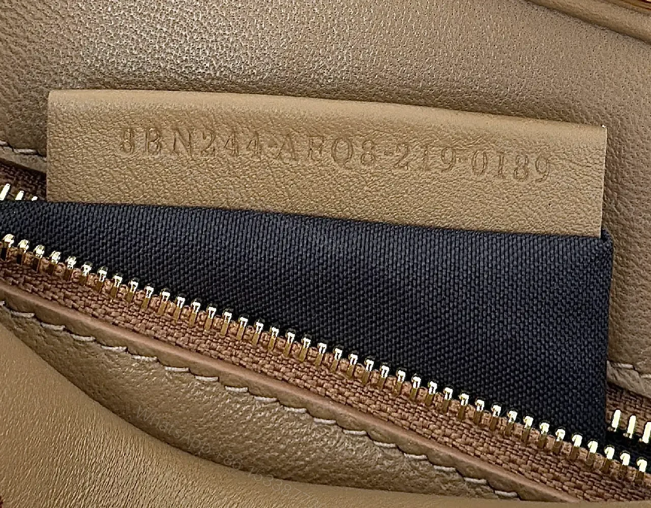 View 3 of Taupe-Tone Leather Crossbody: Braided Edge, Turn-Lock Bag