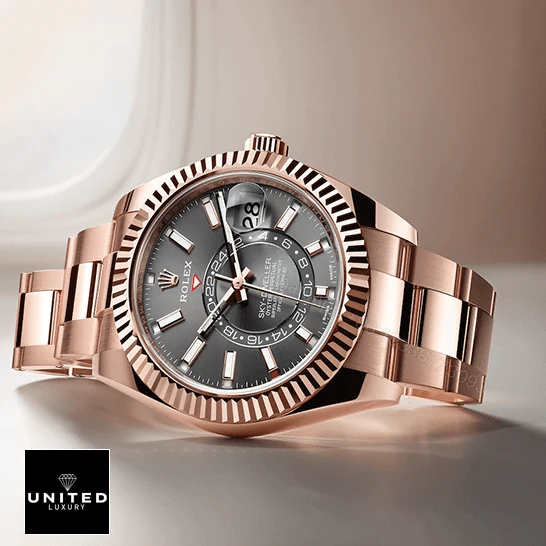 View 8 of Rolex Sky-Dweller 326935-0007 SRO Automatic Everose Rhodium Dial Oyster Replica