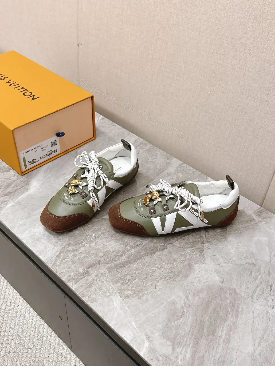 View 9 of Lux Olive Leather & Suede Sneaker: City Luxe Comfort