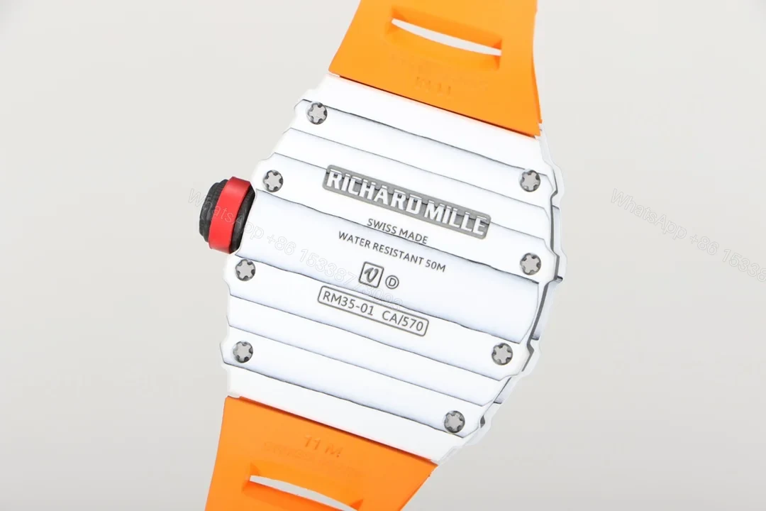 View 6 of Richard Mille RM35-01 NTPT Carbon Fiber RMUL3 White Case Orange Strap Watch RM35-01-WCASE-ORSTR
