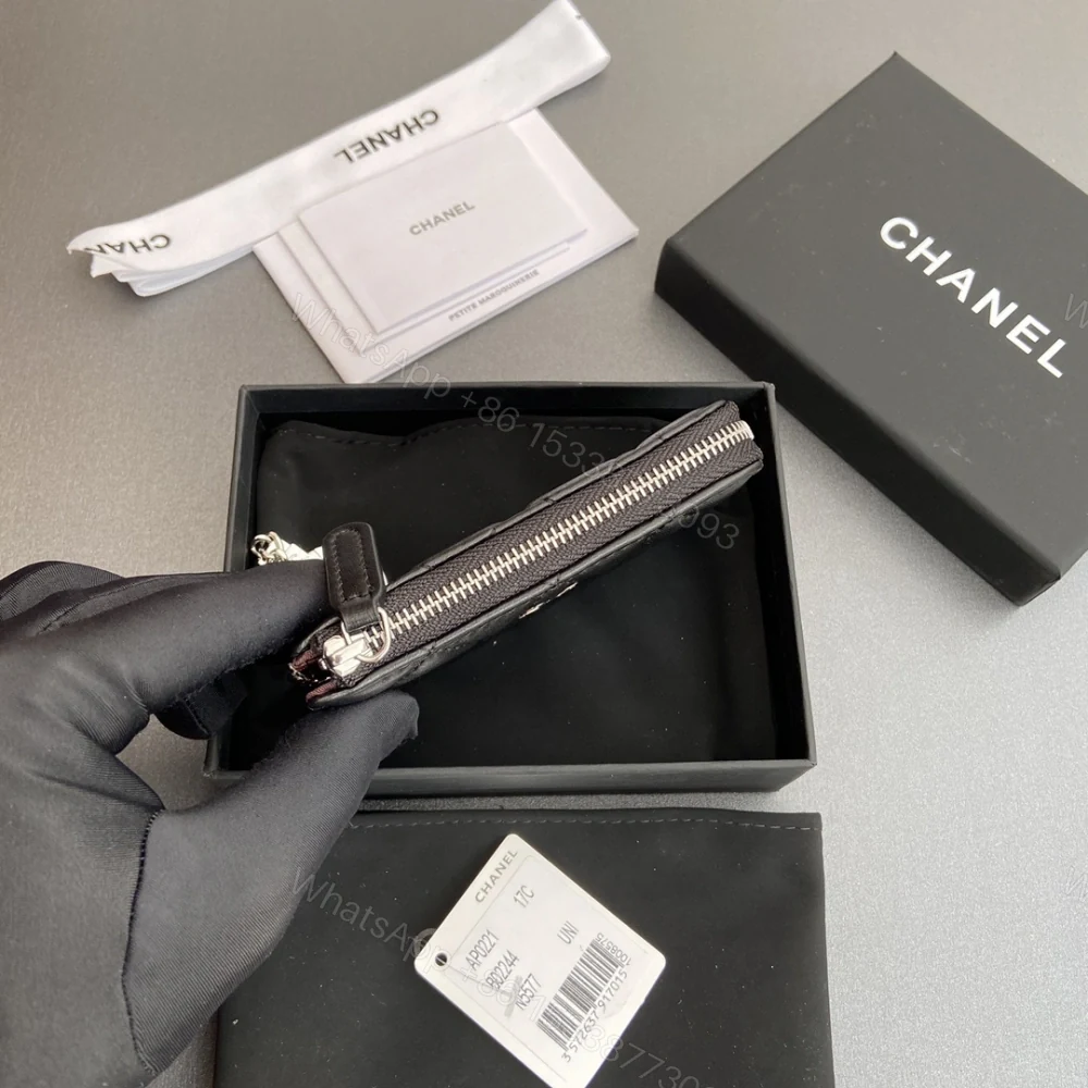 View 6 of 高仿Chanel*AP0222零錢包黑色小羊皮銀扣免檢版