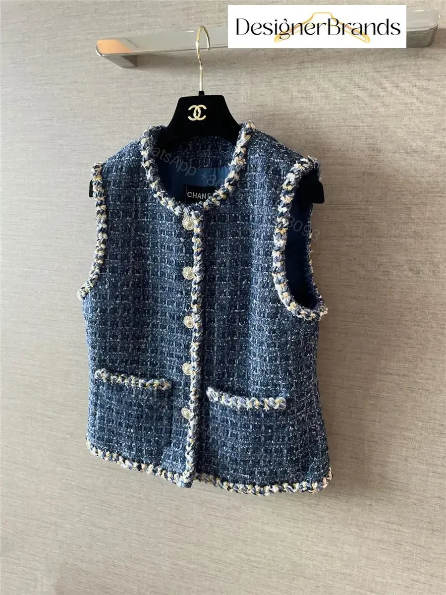 View 6 of Navy Tweed Vest: Structured Luxe, Braided Trim Detail