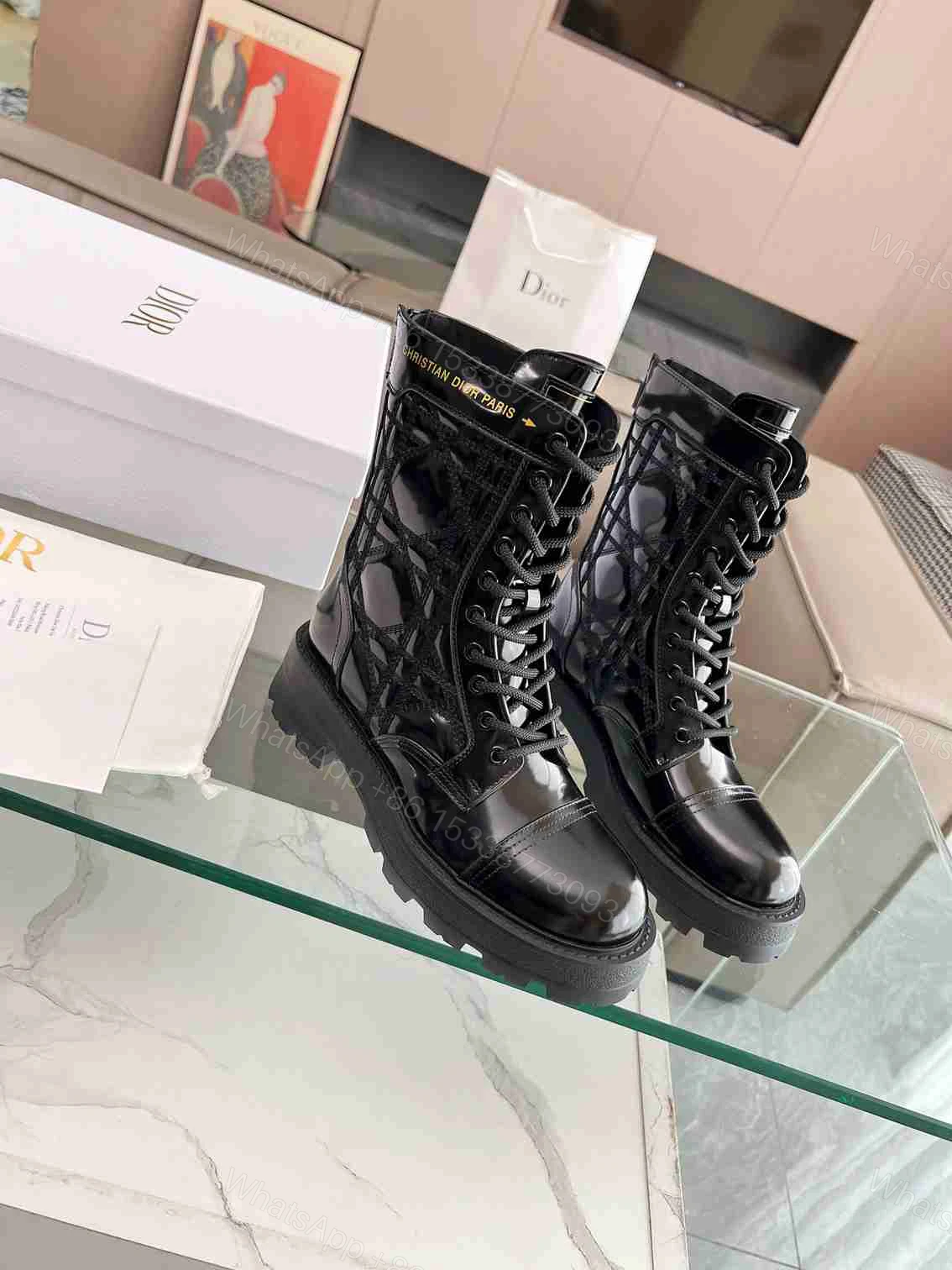 View 4 of DIOR D UNIT ANKLE BOOT QUILTED CANNAGE CALFSKIN BLACK KCI995CQC S900