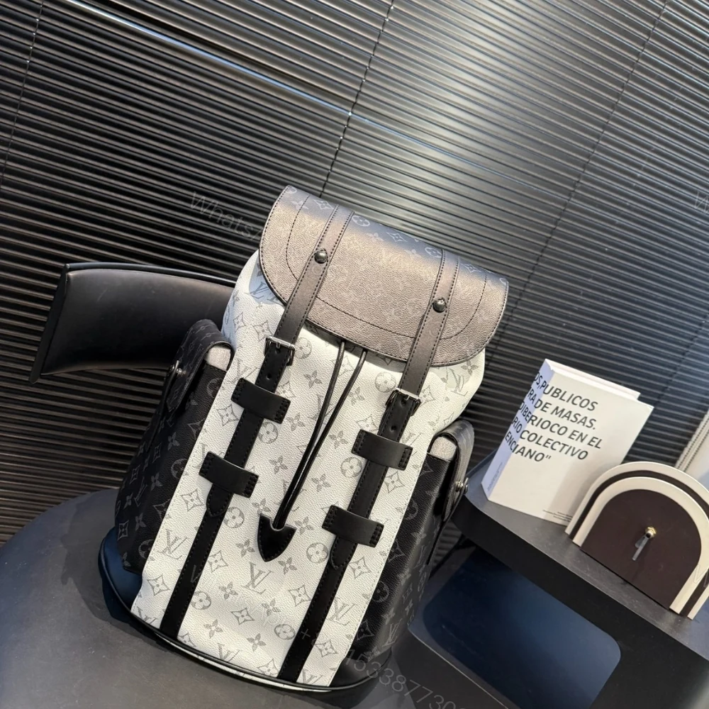 View 3 of Louis Vuitton Christopher PM Backpack Monogram Eclipse Black White 42Cm