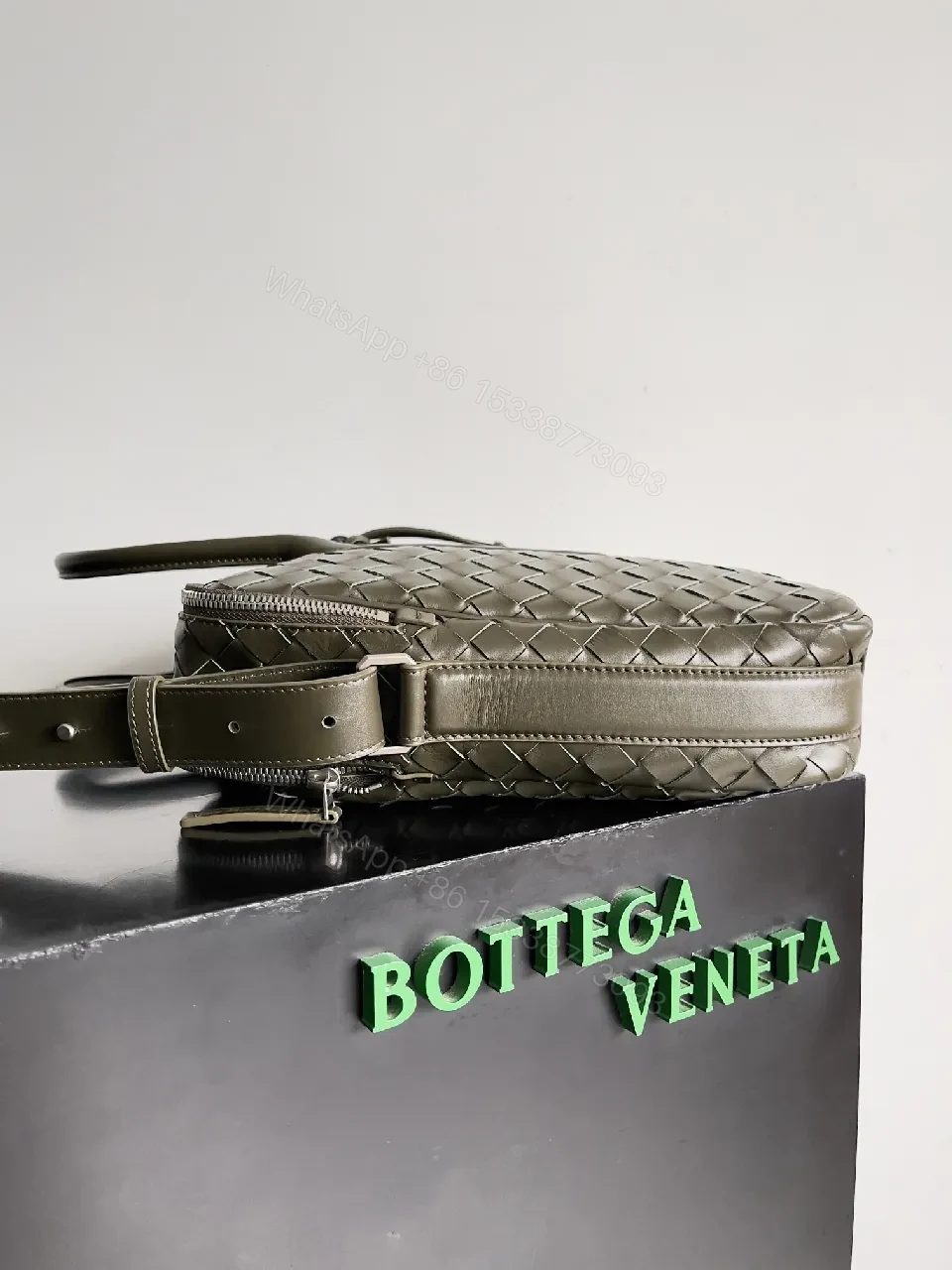 View 9 of Woven Leather Structured Satchel: Luxe Everyday Handbag
