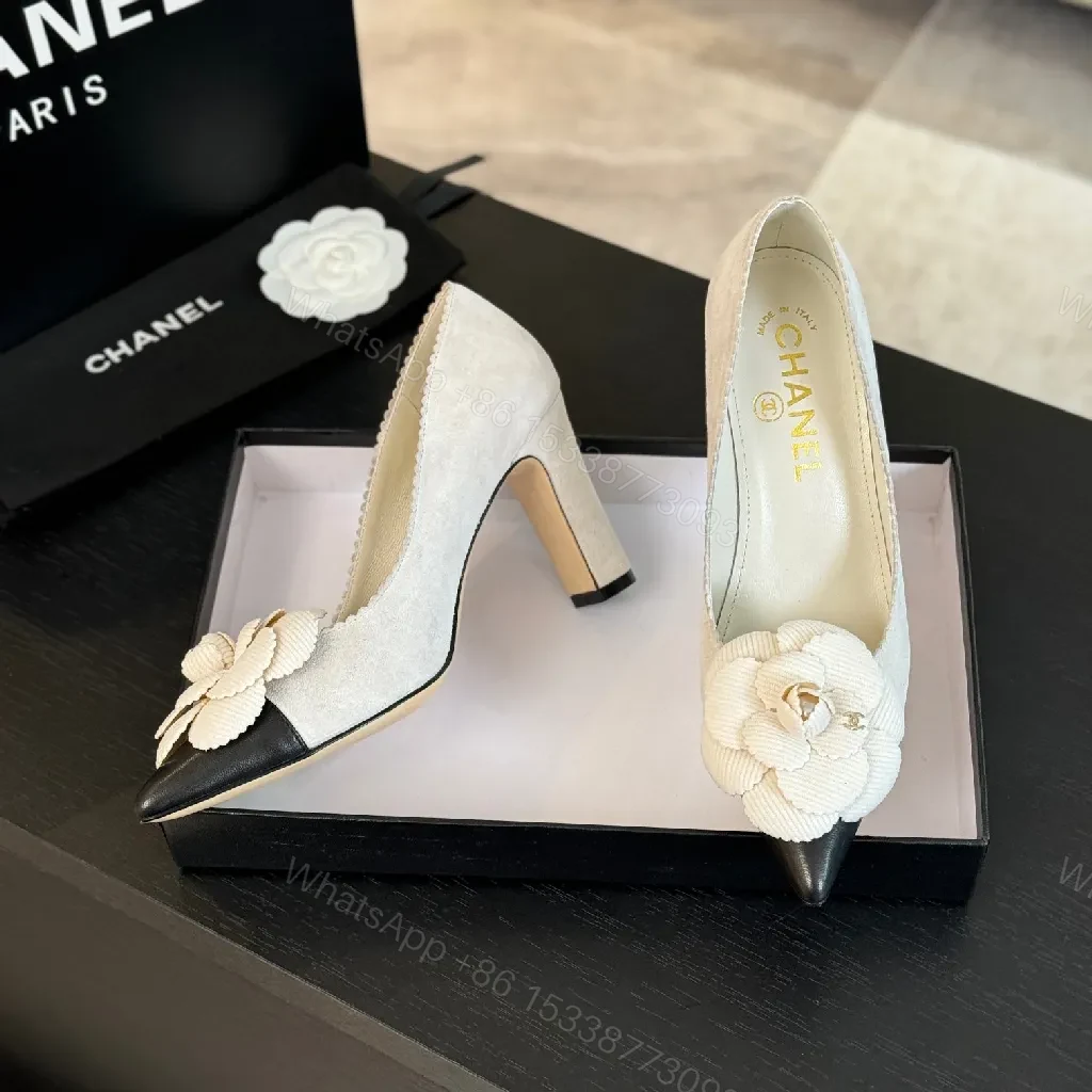 View 4 of Chanel-Influenced Floral Pump: Ultra-Feminine Elegance in Ivory