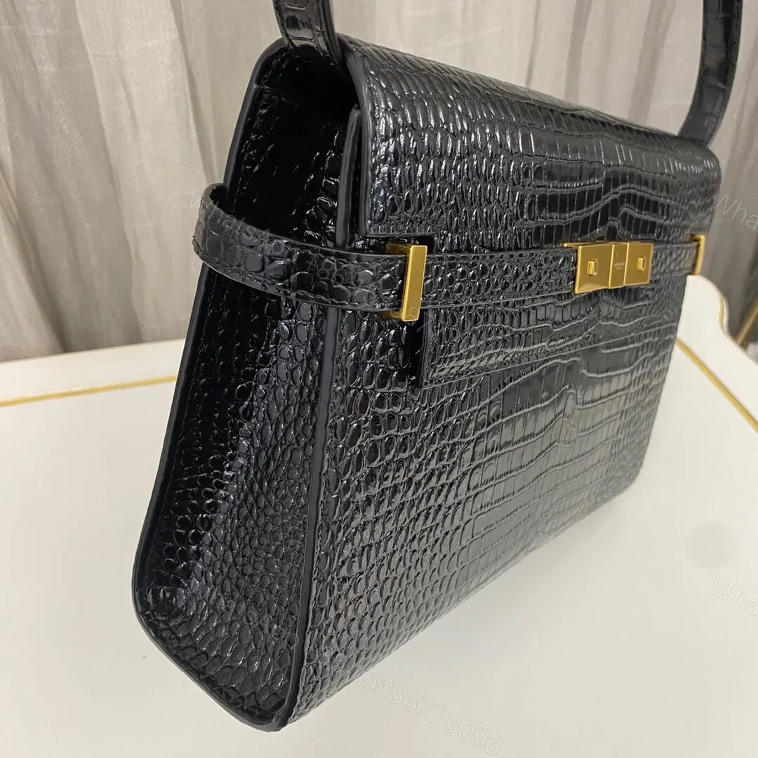View 6 of Saint Laurent Manhattan Crocodile-Embossed Shoulder Bag