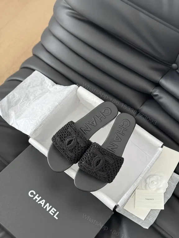 Chanel-Inspired Knit Slides with Luxe Leather Backing — view 1