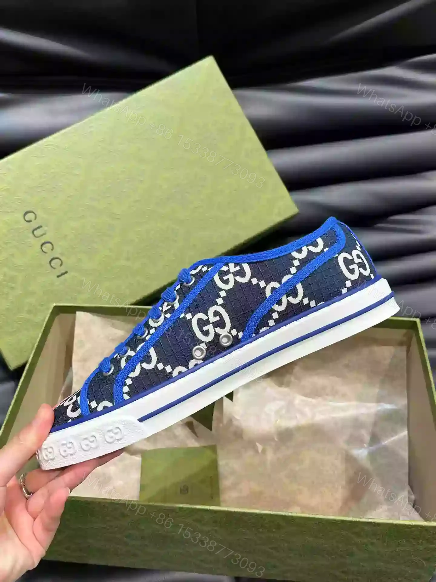 View 8 of GUCCI TENNIS 1977 SHOES SNEAKERS IN BEIGE/BLUE – GC281