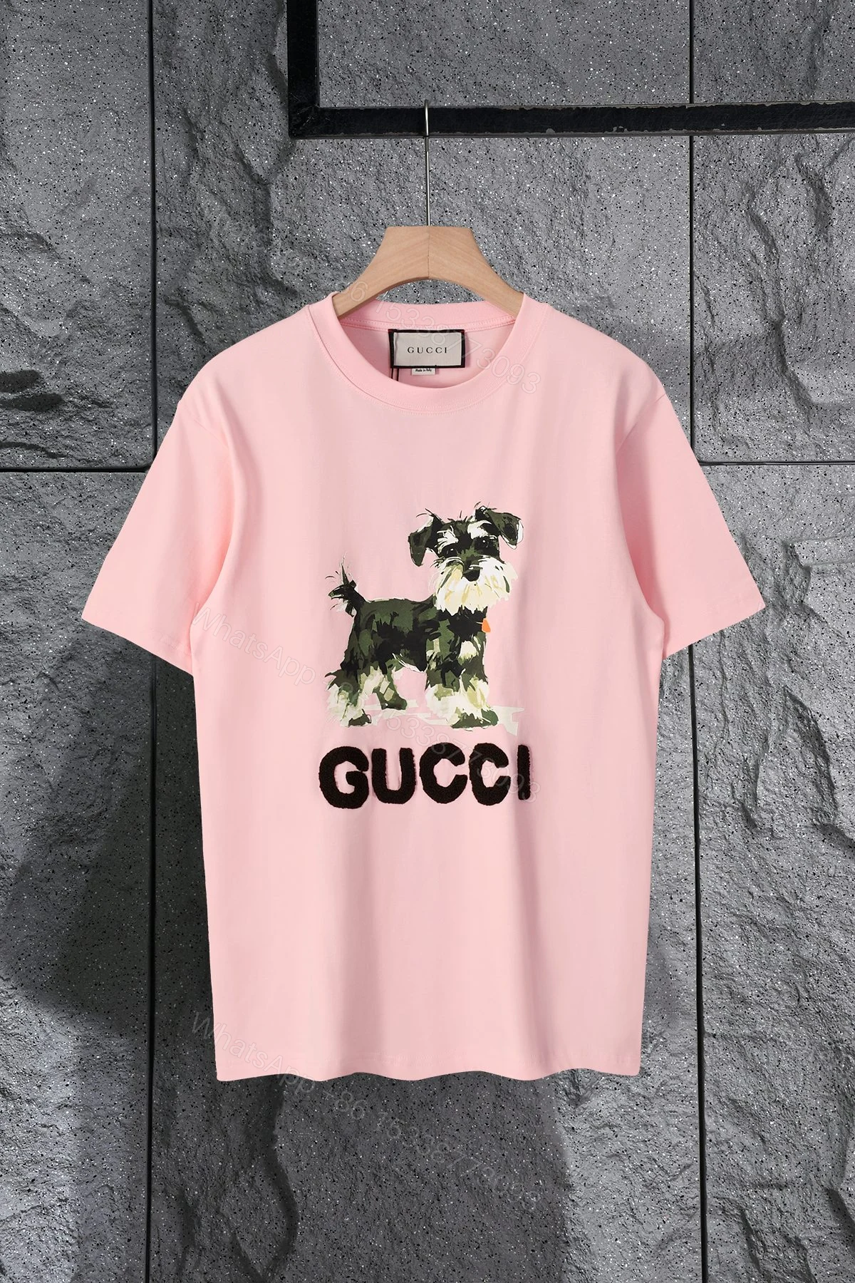 Gucci一比一女款粉色T恤 萌犬印花設計 甜美穿搭首選 — view 1