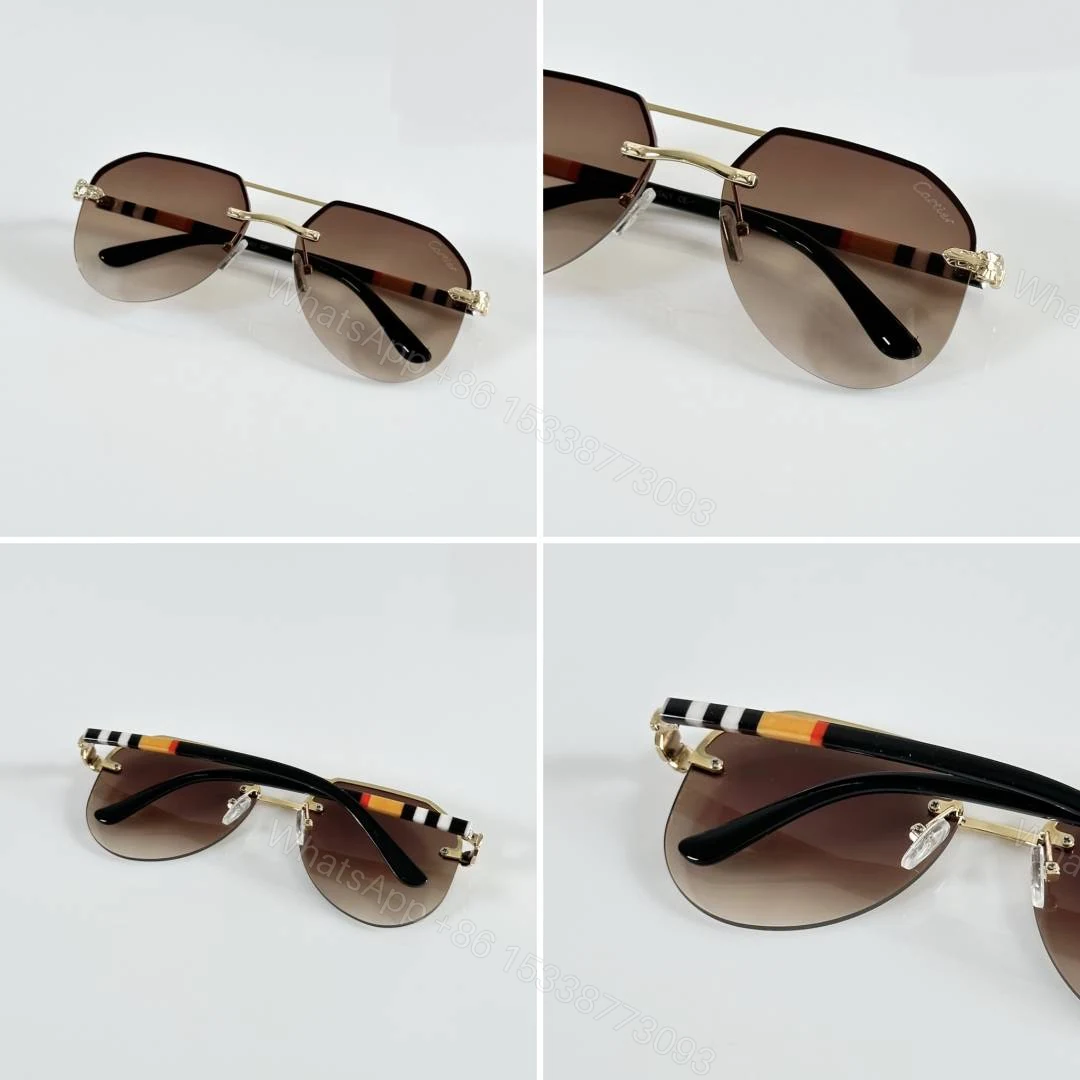 View 2 of First Copy Cartier 7217 Gold Brown Sunglasses