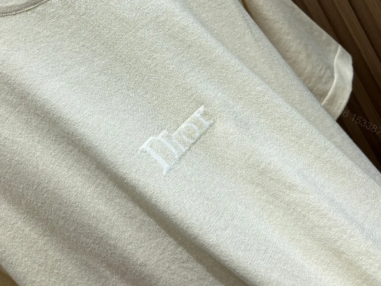 View 11 of Light Beige Cotton Knit Tee - Casual Relaxed Fit Short Sleeve