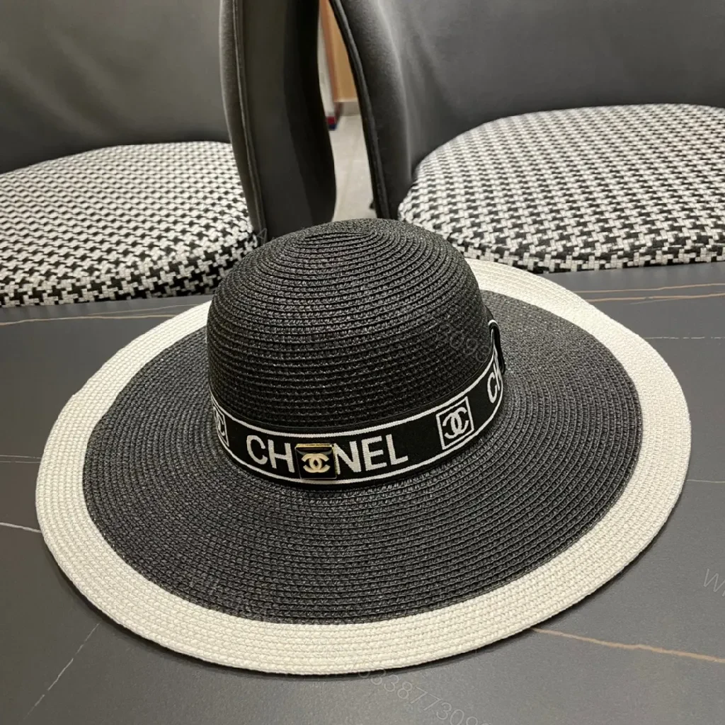 Two-Tone Wide-Brim Straw Hat: Luxe Everyday Statement — view 1