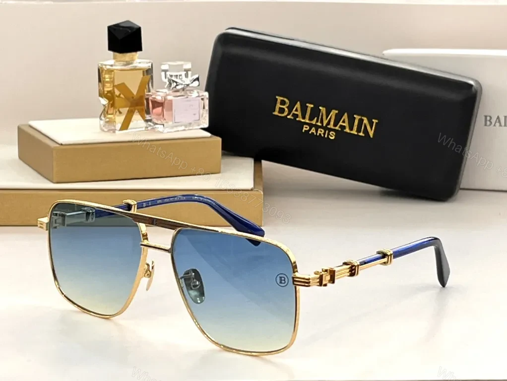 View 8 of Balmain-Inspired Chain-Link Aviator Sunglasses with UV400 Lenses