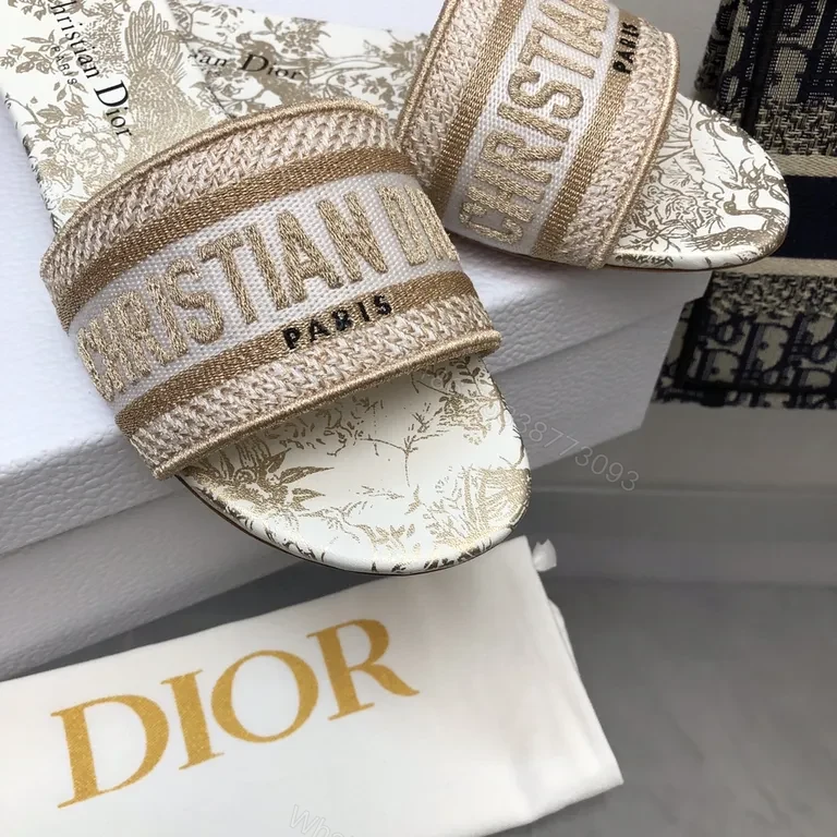 View 5 of Statement Dior Linen Sandals - Metallic Strap, Comfort Footbed