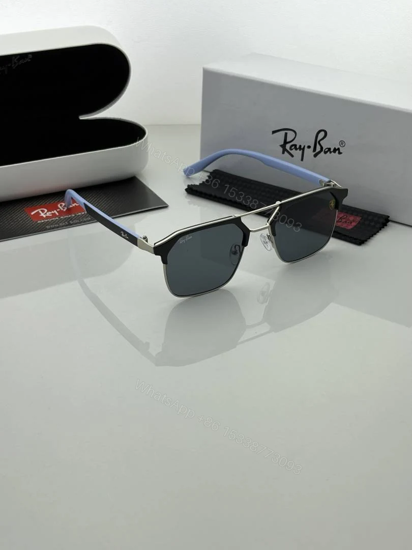View 5 of First Copy RayBan 04 Silver Blue Black Sunglasses