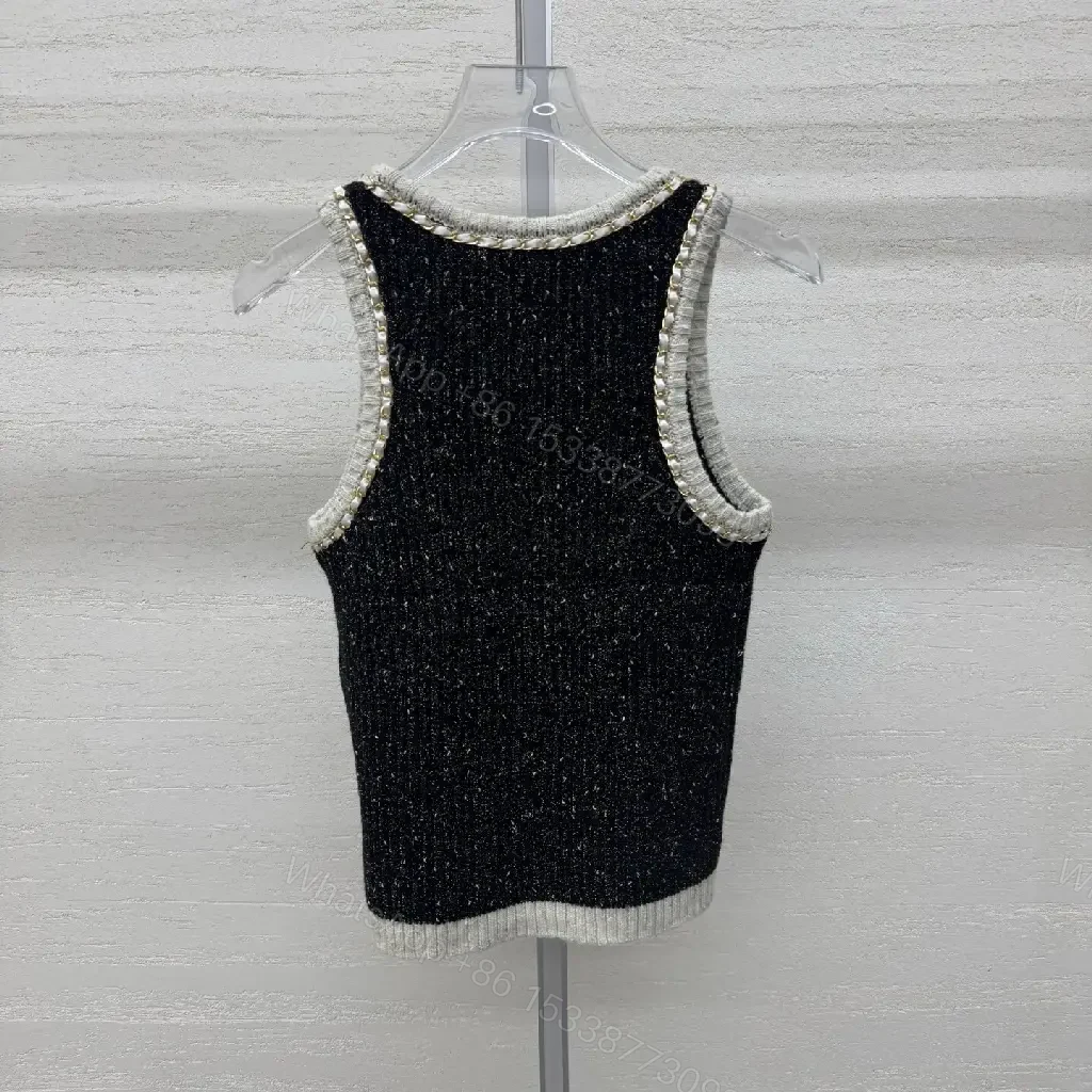 View 4 of Metallic-Trim Knit Tank: Crystal Neckline, Rich Texture