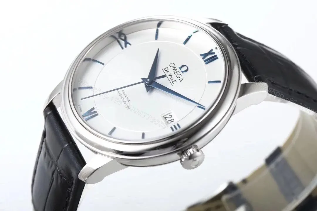 View 5 of Omega DeVille Prestige Silver Dial Black Leather Strap Watch 39.5mm