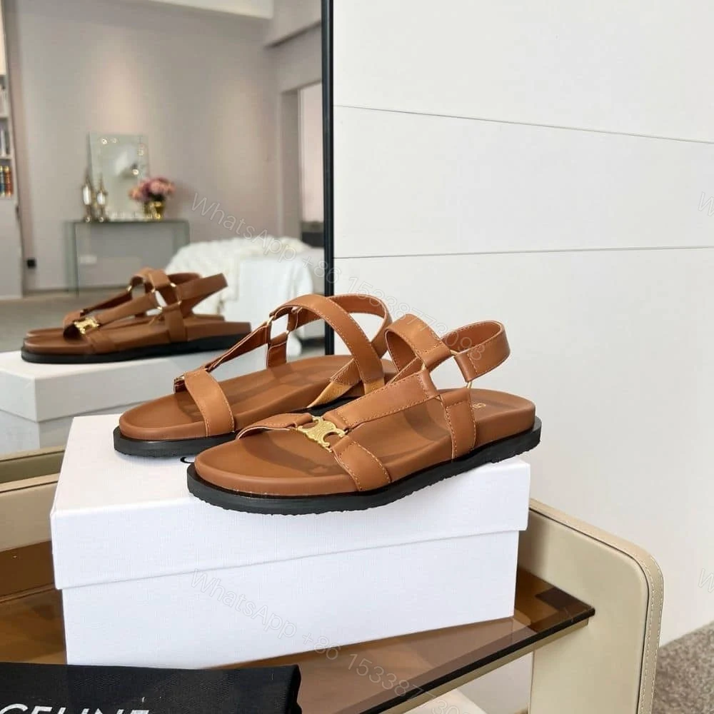 View 3 of CELINE MAUD SANDAL WITH TRIOMPHE LIGHT CARAMEL 362225042C 04IC