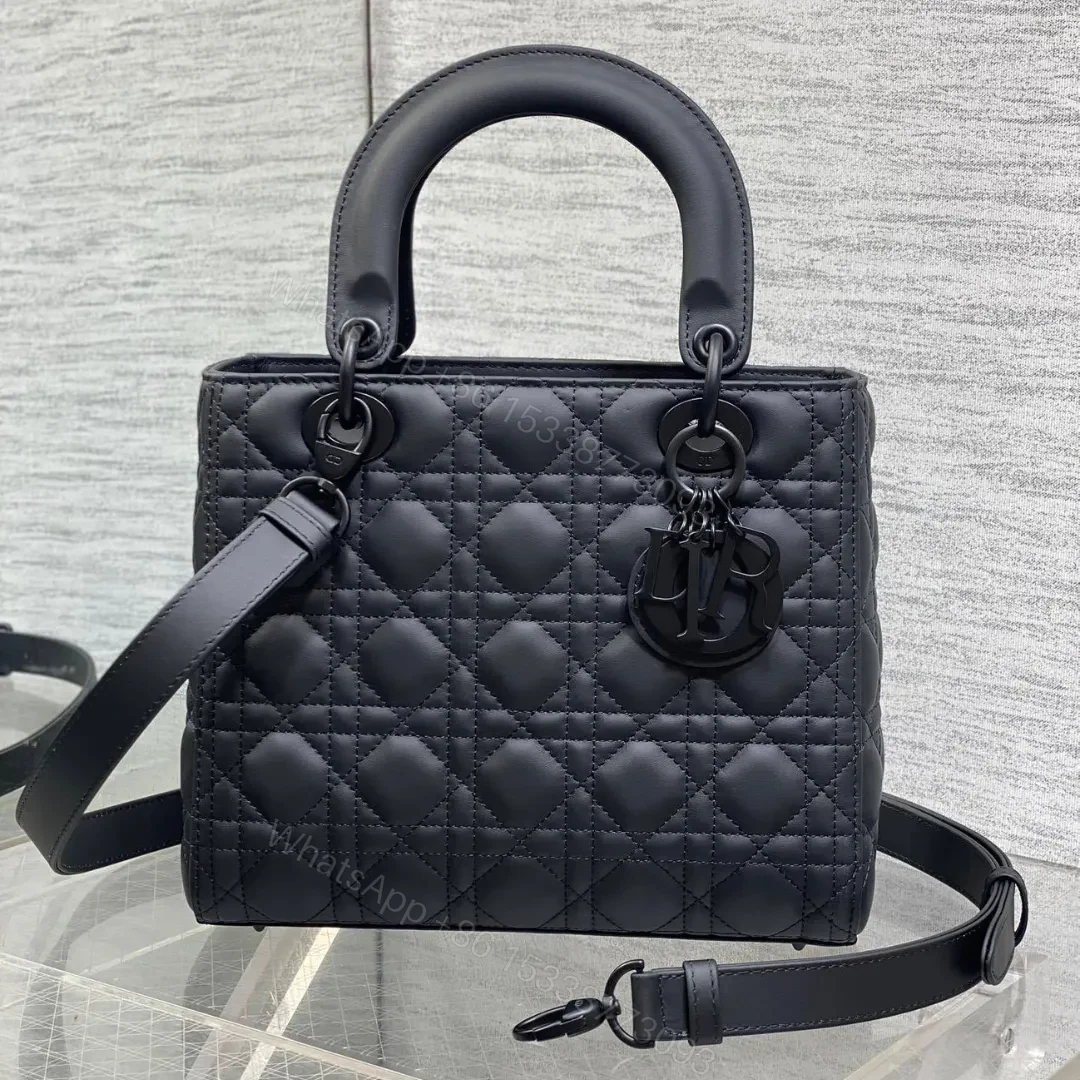 Dior Medium Lady Bag in Matte Black — view 1