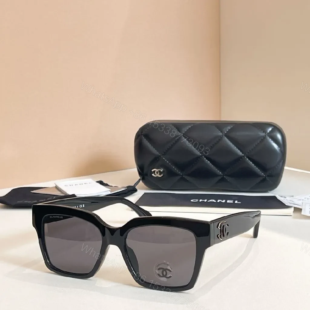 View 2 of Black Acetate Oversized Square Sunglasses + Quilted Case