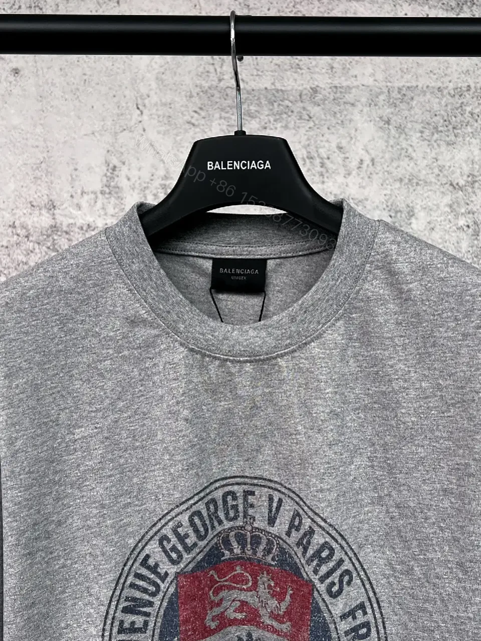 View 10 of Grey Cotton Crest Tee - Vintage Crest, Relaxed Fit, Premium Texture