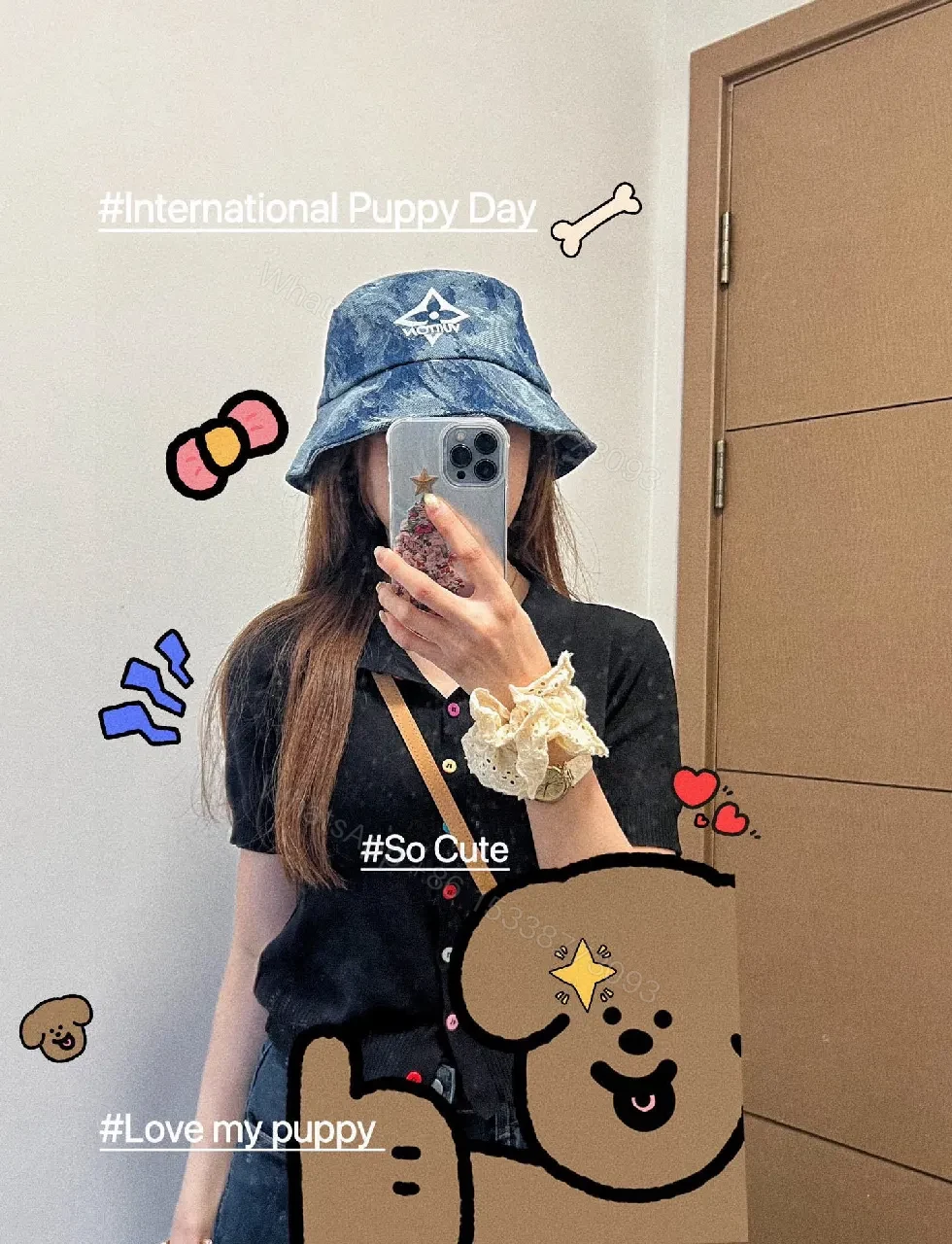 View 4 of Textured Denim Bucket Hat: Luxe, Designer-Inspired Emblem