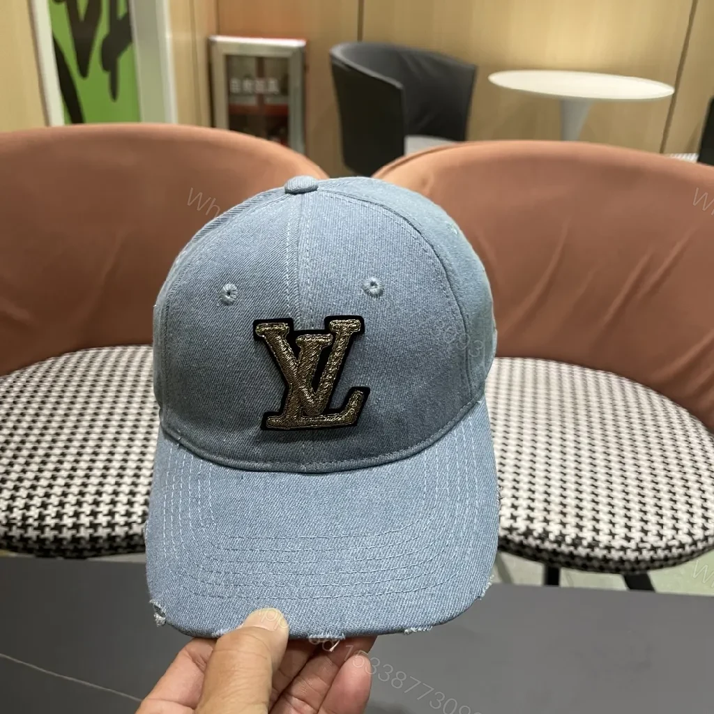 View 5 of Denim Cap with Embroidered Metallic Monogram - Everyday Luxe Cap