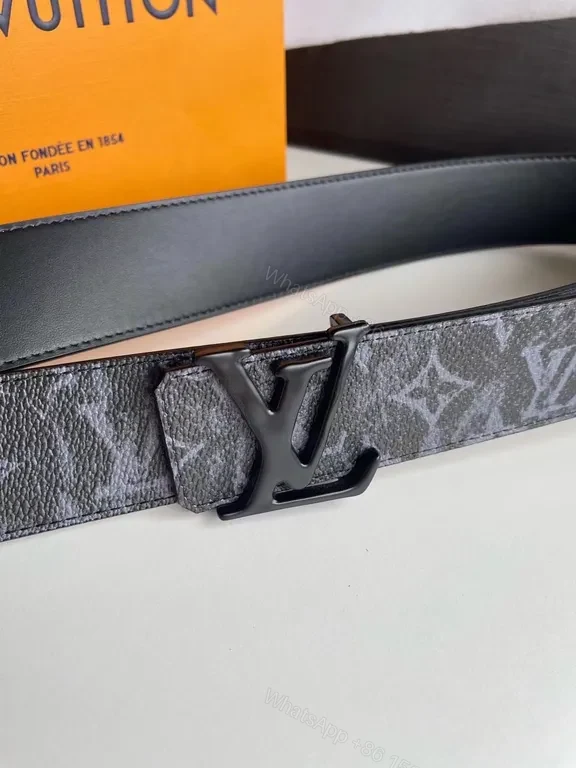 View 2 of Louis Vuitton Monogram Belt: Matte Gunmetal Buckle, Canvas