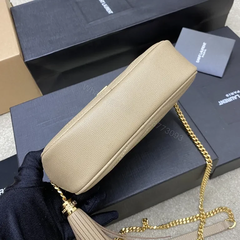 View 3 of Beige Quilted Crossbody â€“ YSL Monogram Luxury Bag