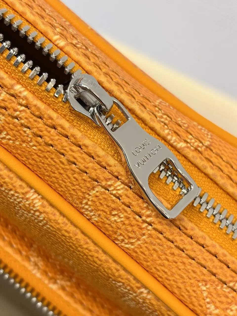 View 4 of Caramel Canvas Crossbody: Textured Monogram, Compact Chic