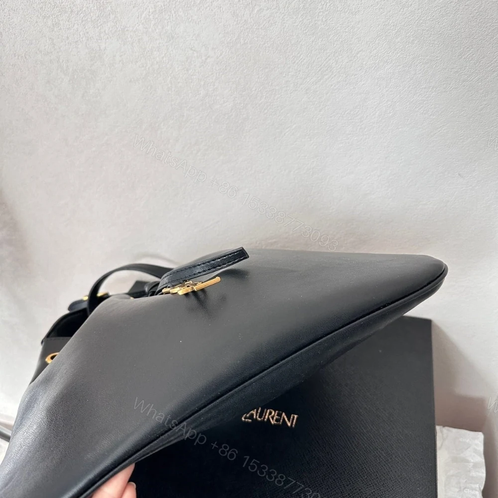 View 6 of Saint Laurent Paris VII Medium Flat Hobo Bag In Smooth Black 28Cm 697941AAAMD1000
