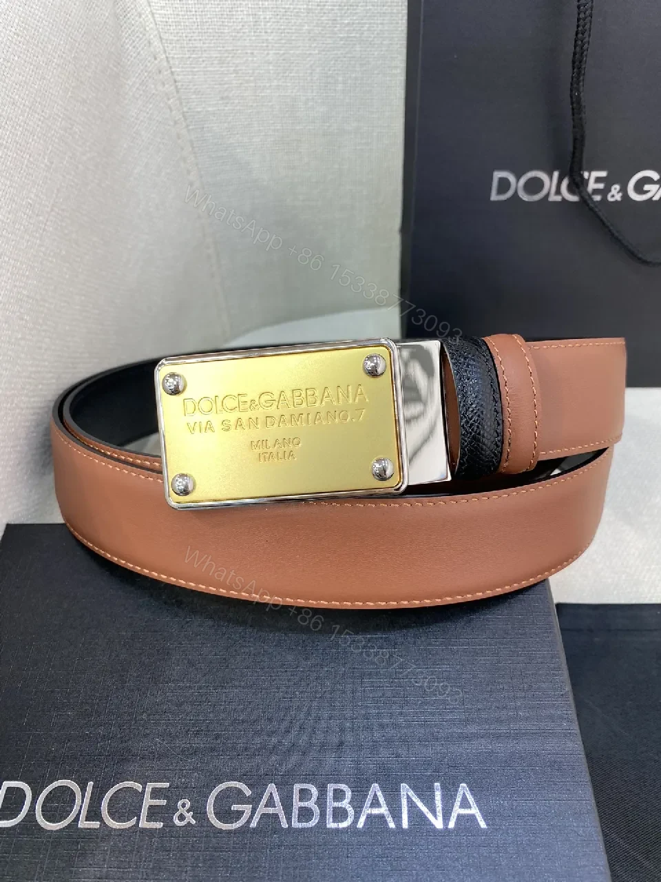 Slim Leather Belt with Gold Plate Buckle - Luxury Everyday Accessory — view 1