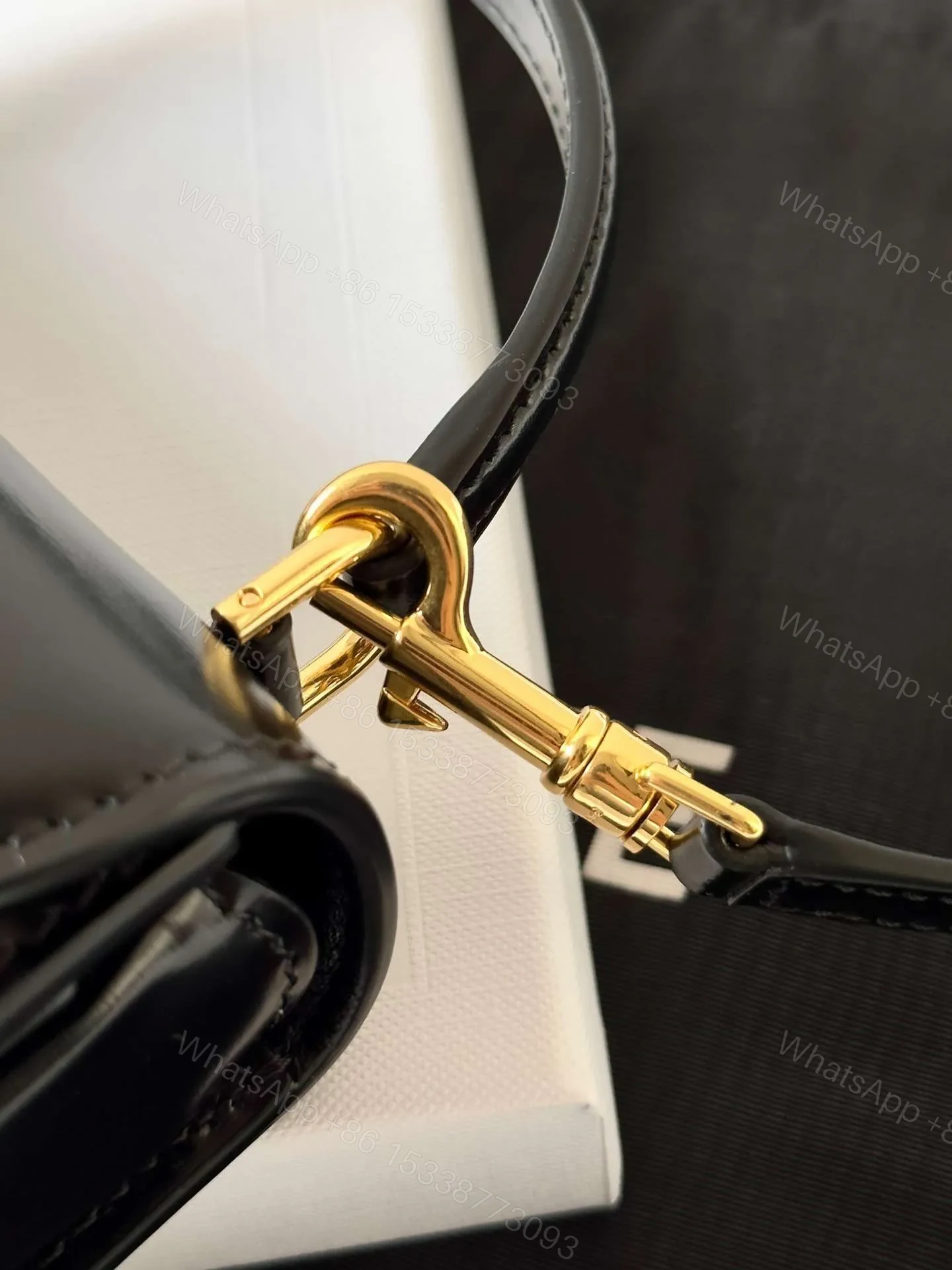 View 4 of Celine Mini Crossbody Black Leather Strap Gold Lock 15.5x11cm