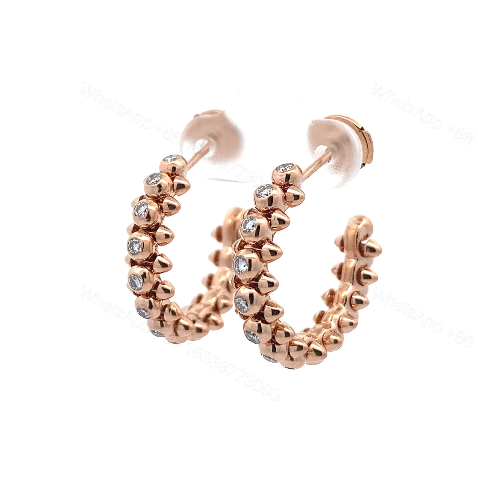 View 3 of 18K Clash De Cartier Rose Gold Diamond Hoop Earrings