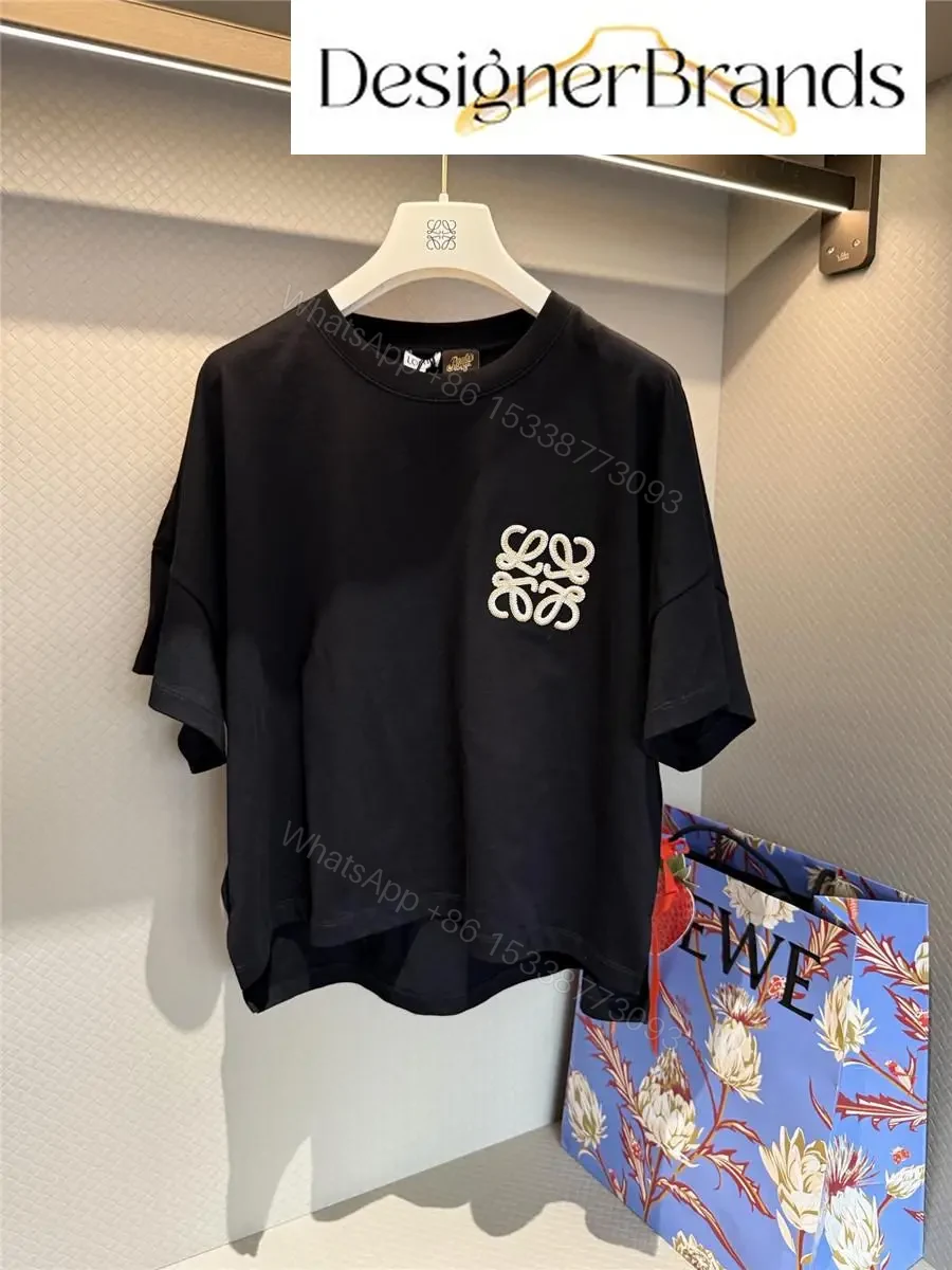 View 6 of Black Cotton Tee – Elevated Embroidery Luxury Tee